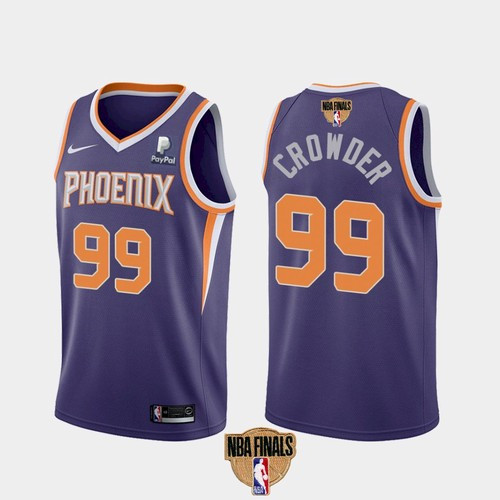 Men's Phoenix Suns #99 Jae Crowder 2021 Purple NBA Finals Icon Edition Stitched NBA Jersey